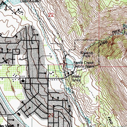 Topographic Map of Battle Creek Debris Basin Dam, UT