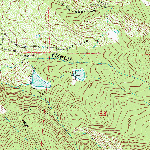 Topographic Map of Center Creek Number Three Reservoir, UT