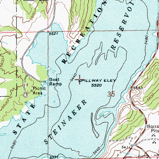 Topographic Map of Steinaker Reservoir, UT