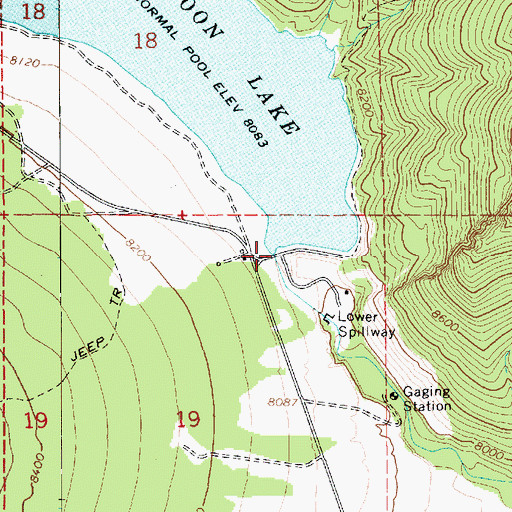 Topographic Map of Moon Lake Dam, UT