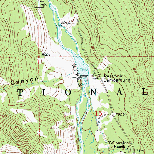 Topographic Map of Yellowstone Power Diversion Reservoir, UT