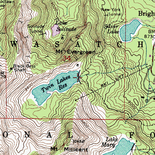 Topographic Map of Twin Lakes Dam, UT