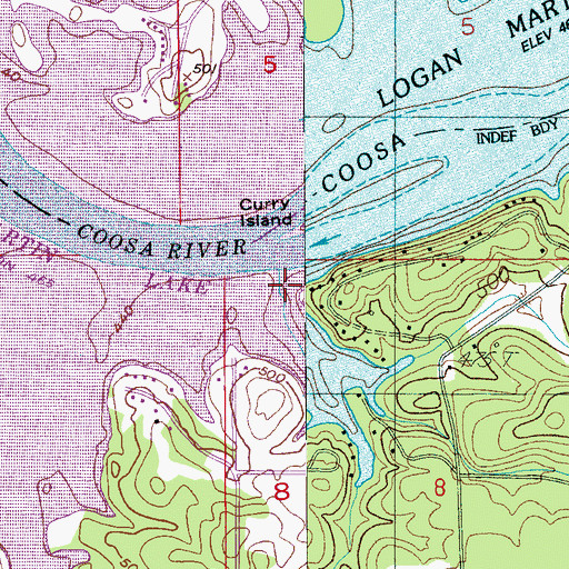 Topographic Map of Curry Branch, AL