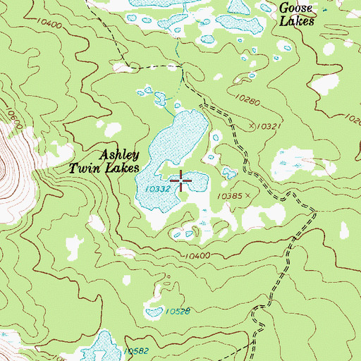 Topographic Map of Ashley Twin Lakes, UT