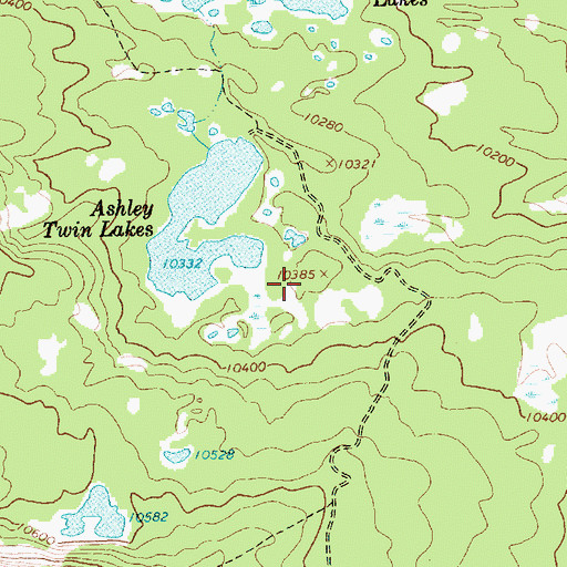 Topographic Map of Ashley Twin Lakes Dam, UT