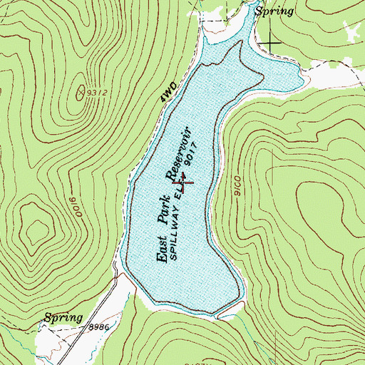 Topographic Map of East Park Reservoir, UT