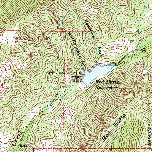 Topographic Map of Red Butte Dam, UT