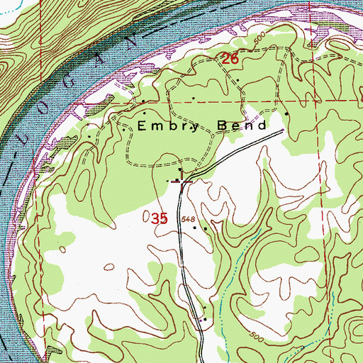 Topographic Map of Embry Bend, AL