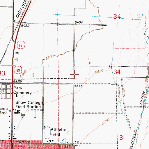 Topographic Map of Sanpete County, UT