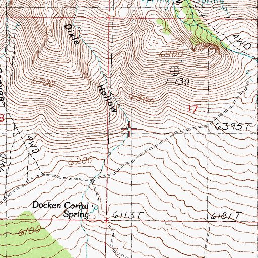 Topographic Map of Dixie Hollow, UT