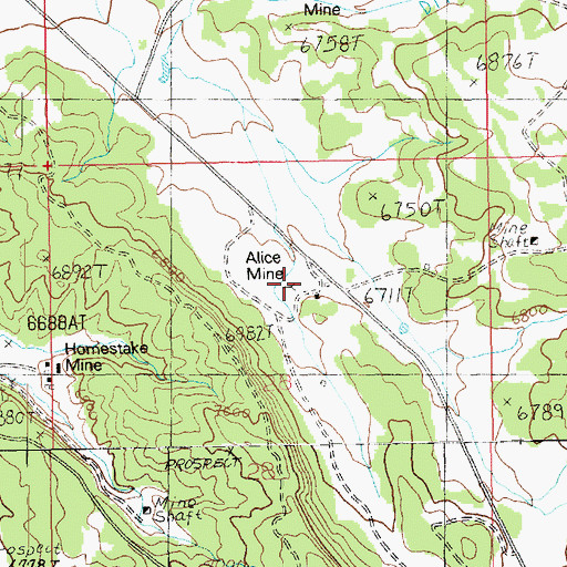 Topographic Map of Alice Mine, UT