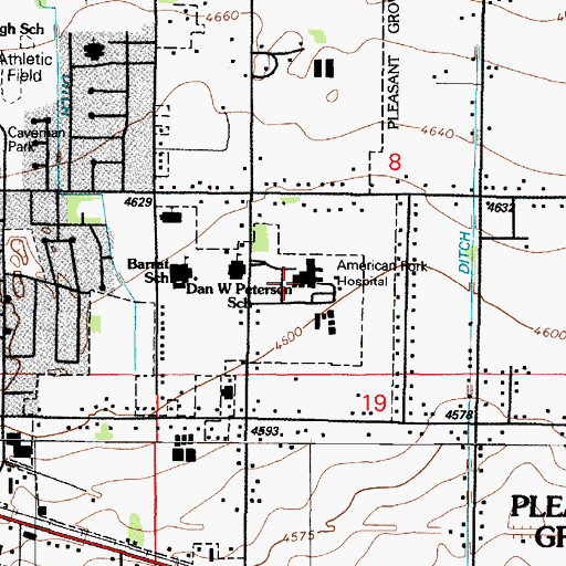 Topographic Map of American Fork Hospital, UT
