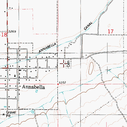 Topographic Map of Annabella Cemetery, UT