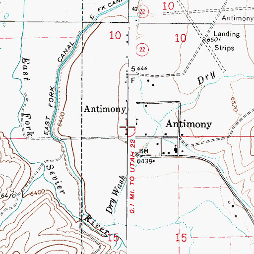 Topographic Map of Antimony Elementary School, UT