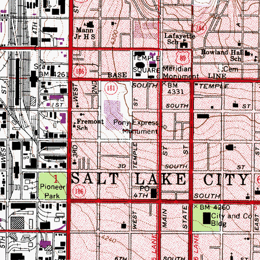 Topographic Map of Arrow Press Square Shopping Center, UT