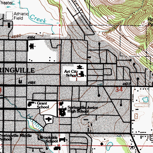 Topographic Map of Art City Elementary School, UT