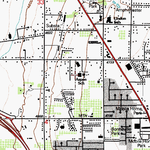 Topographic Map of Aspen Elementary School, UT