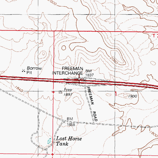 Topographic Map of Freeman Interchange, AZ