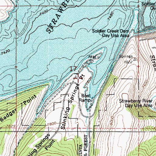 Topographic Map of Badger Point Campground, UT