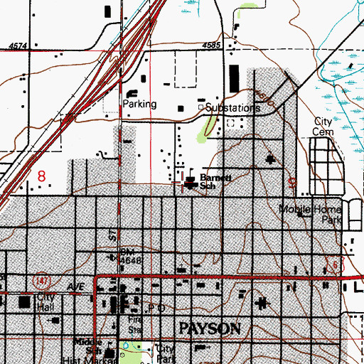 Topographic Map of Barnett Elementary School, UT