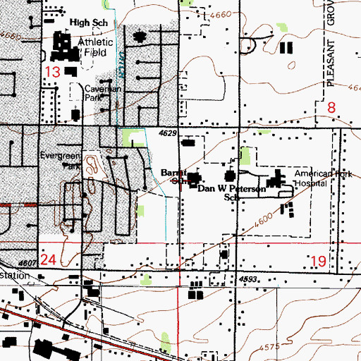 Topographic Map of Barratt Elementary School, UT
