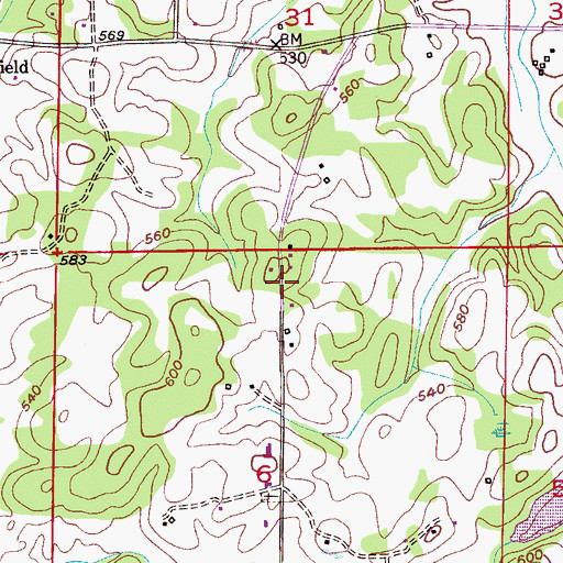 Topographic Map of Feddisburg, AL