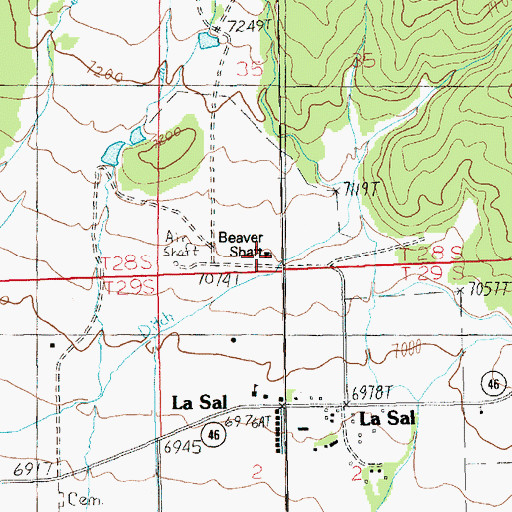 Topographic Map of Beaver Shaft, UT
