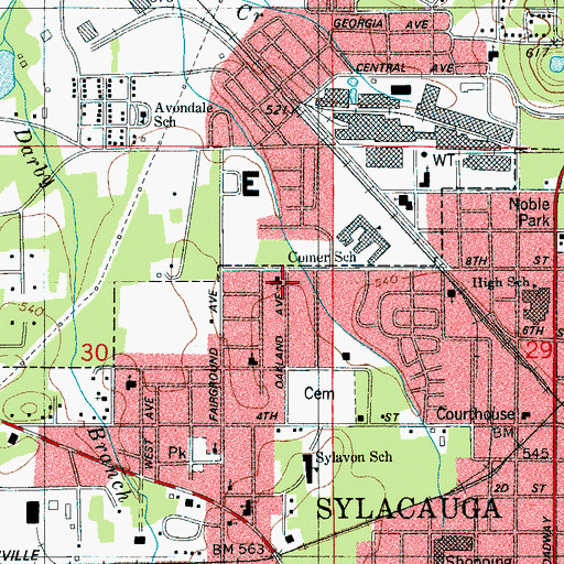 Topographic Map of First Assembly of God Church, AL