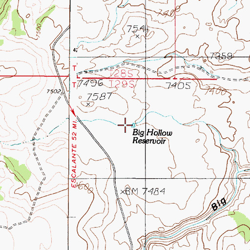 Topographic Map of Big Hollow Reservoir, UT