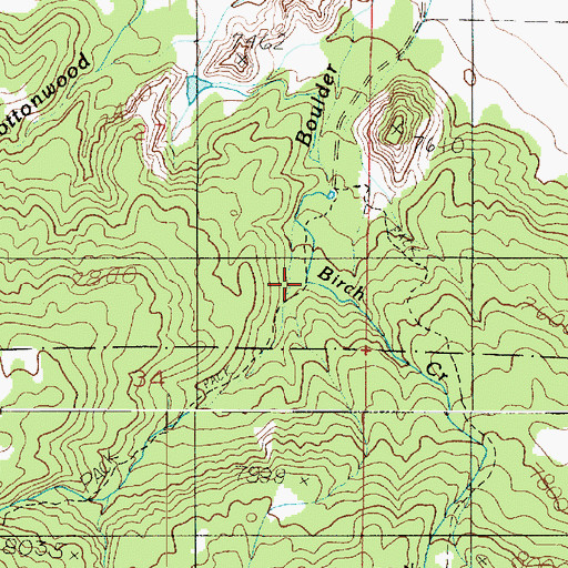 Topographic Map of Birch Creek, UT