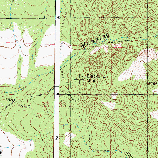 Topographic Map of Blackbird Mine, UT