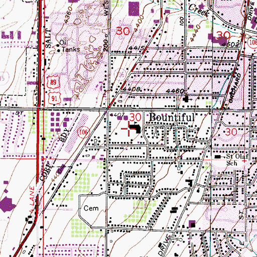 Topographic Map of Bountiful Elementary School, UT