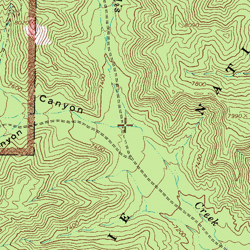 Topographic Map of Bridge Creek, UT