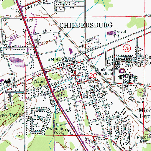 Topographic Map of First Presbyterian Church, AL