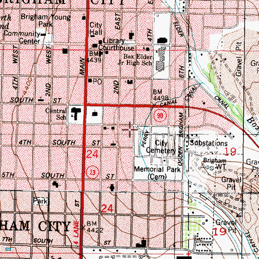 Topographic Map of Brigham City Cemetery, UT