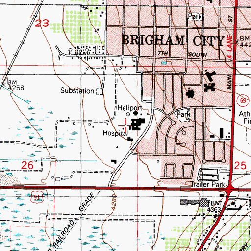 Topographic Map of Brigham City Community Hospital, UT