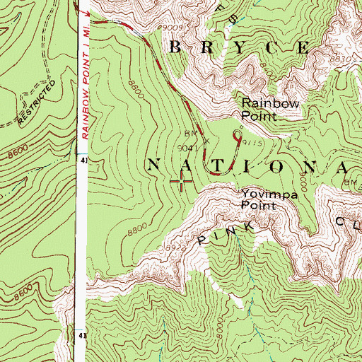 Topographic Map of Bristlecone Loop Trail, UT