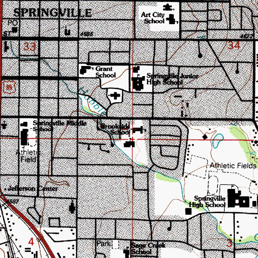 Topographic Map of Brookside Elementary School, UT