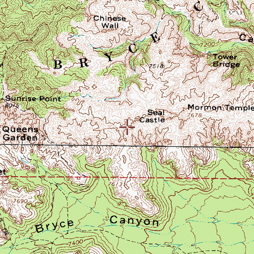 Topographic Map of Bryce Amphitheater, UT