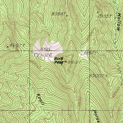 Topographic Map of Buck Peak, UT