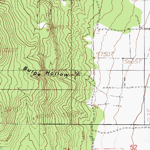 Topographic Map of Bulge Hollow, UT