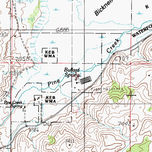 Topographic Map of Bullard Spring, UT