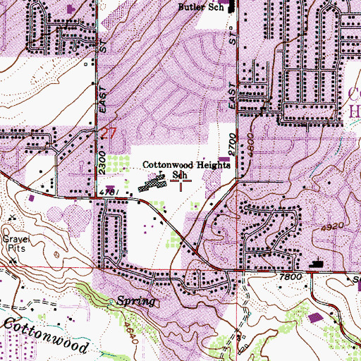 Topographic Map of Butler Middle School, UT