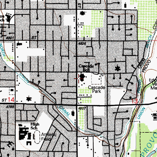 Topographic Map of Cascade Elementary School, UT