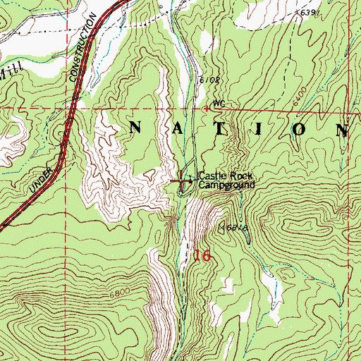 Topographic Map of Castle Rock Campground, UT