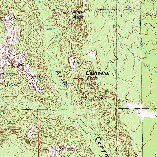 Topographic Map of Cathedral Arch, UT