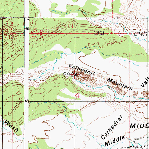 Topographic Map of Cathedral Mountain, UT