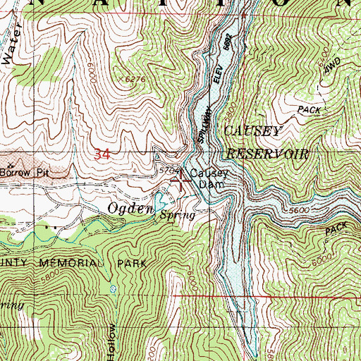 Topographic Map of Causey Dam, UT