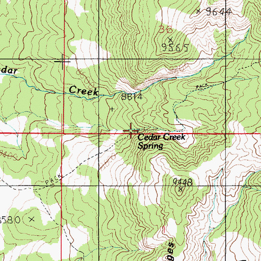 Topographic Map of Cedar Creek Spring, UT