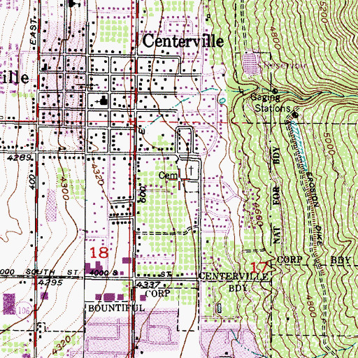 Topographic Map of Centerville Memorial Park, UT